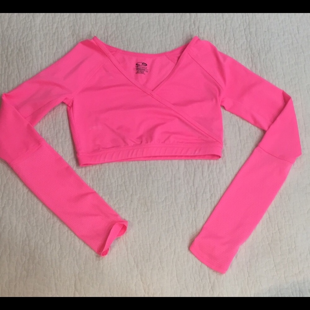 Pink long sleeves work out crop top from Champion